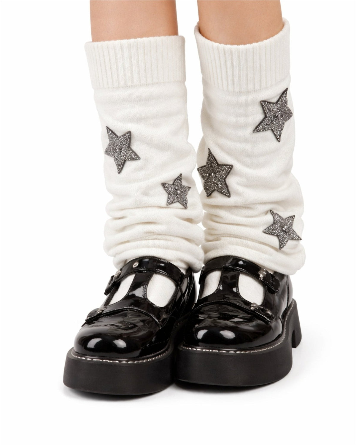 GyaruLab Star Patch Striped Leg Warmers - GyaruLab