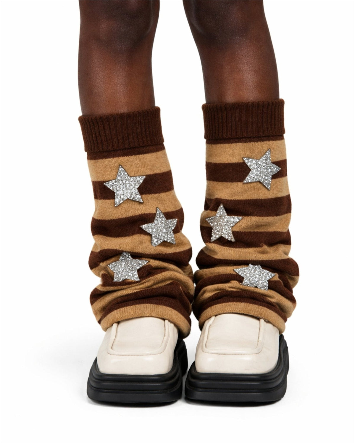 GyaruLab Star Patch Striped Leg Warmers - GyaruLab