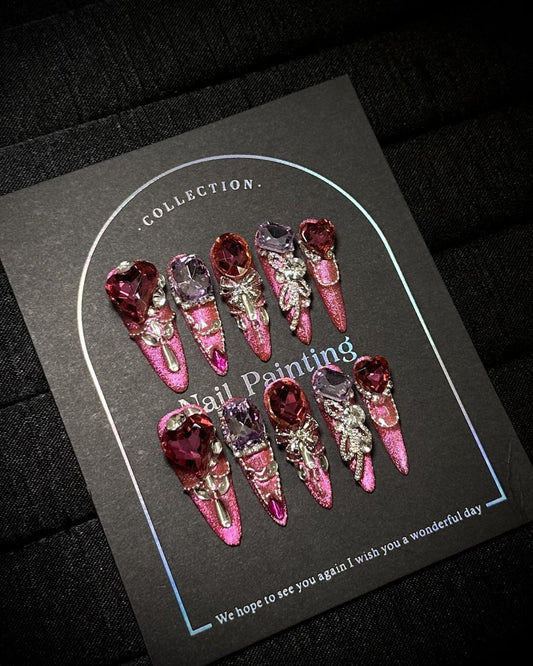 GyaruLab "Stellar Heart" Cat - Eye Agejo Nails - GyaruLab