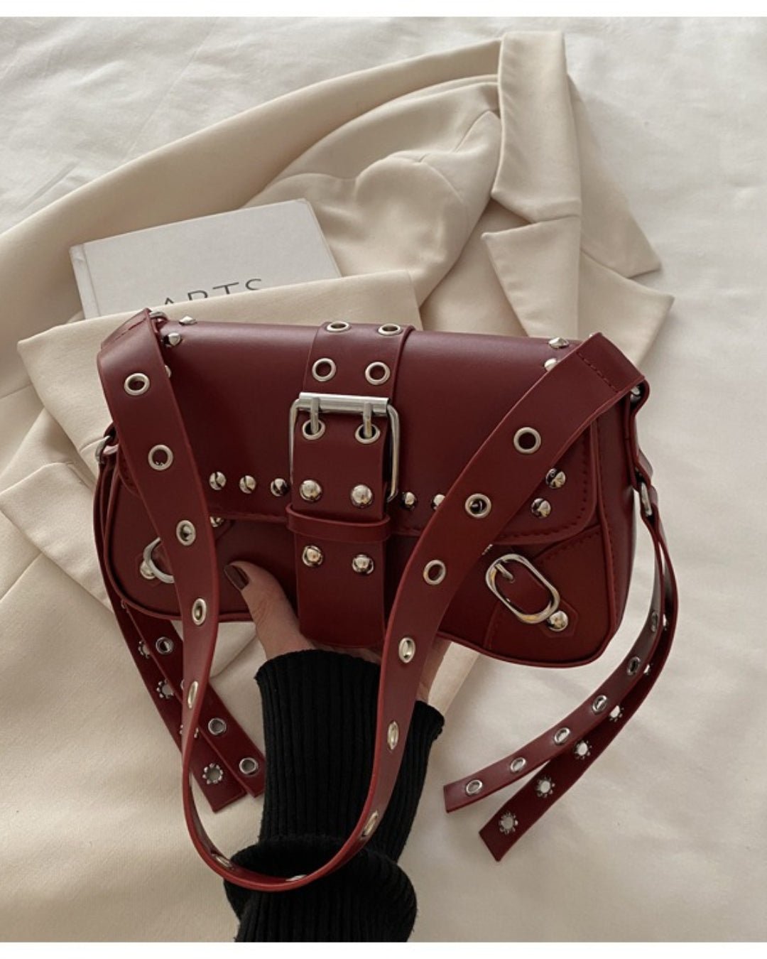 GyaruLab Studded Buckle Rokku Y2K Shoulder Bag - GyaruLab