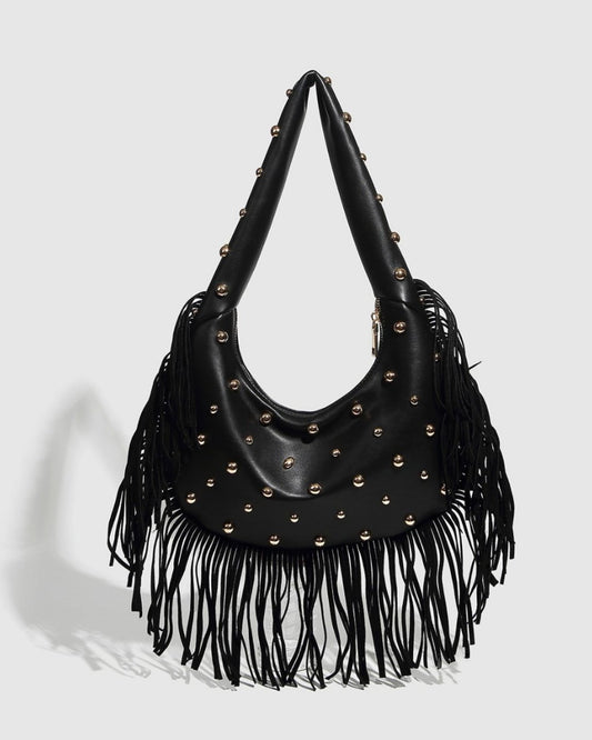 GyaruLab Studded Fringe Shoulder Bag - GyaruLab