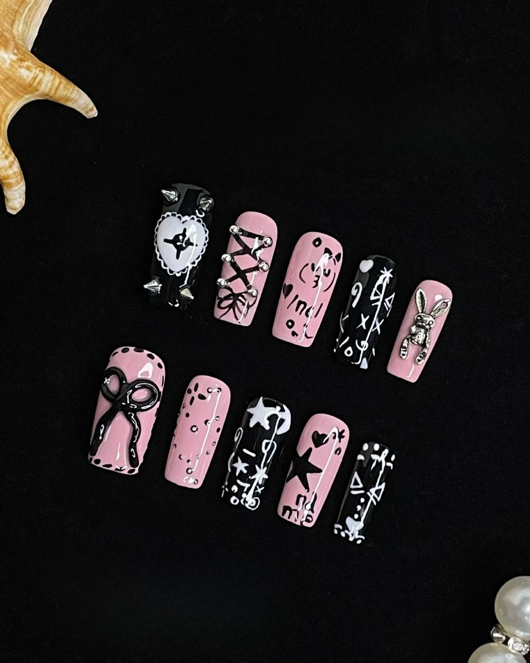 GyaruLab "Toxic Candy" Punk Ribbon Nails - GyaruLab