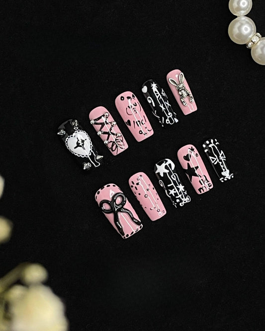 GyaruLab "Toxic Candy" Punk Ribbon Nails - GyaruLab