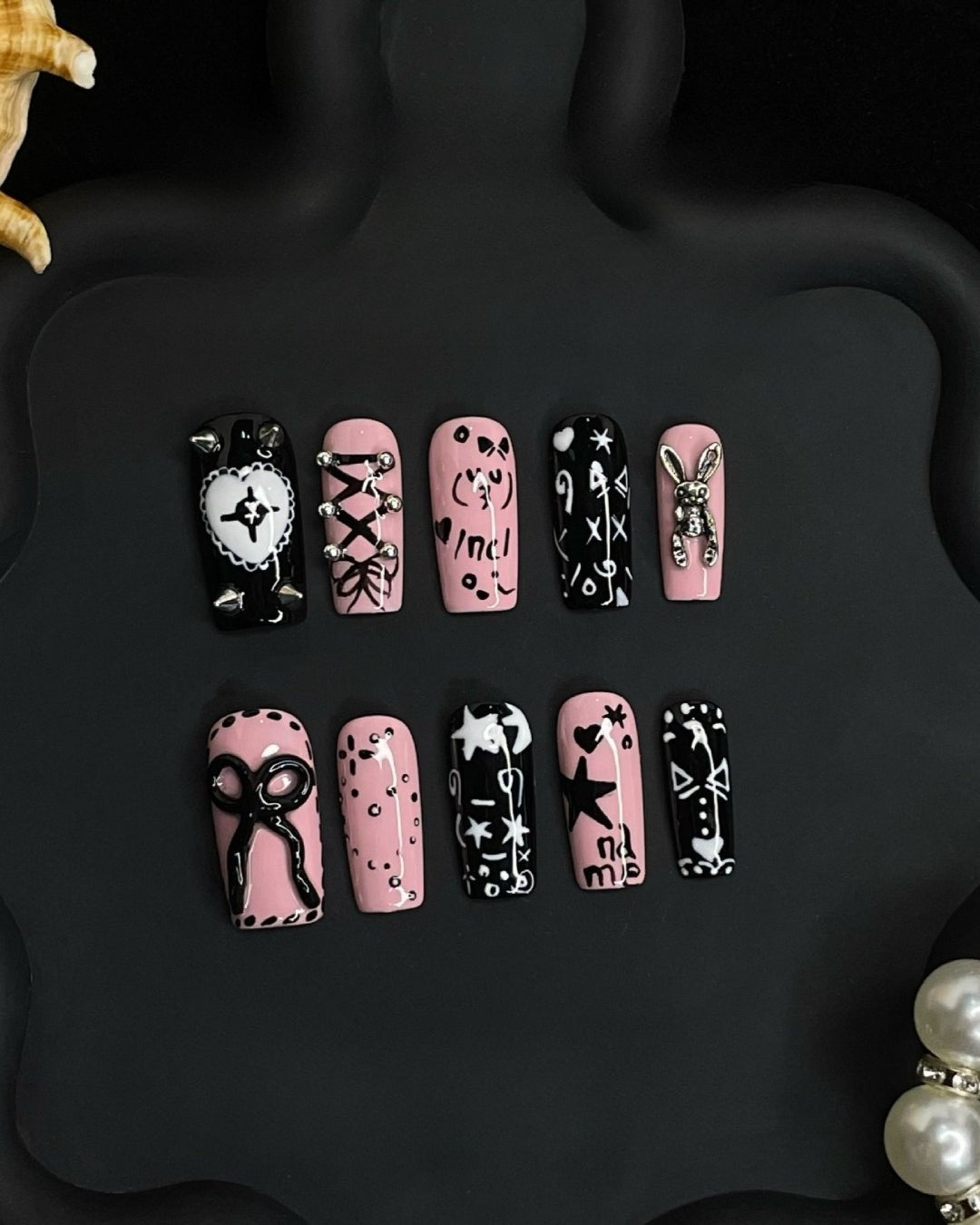GyaruLab "Toxic Candy" Punk Ribbon Nails - GyaruLab