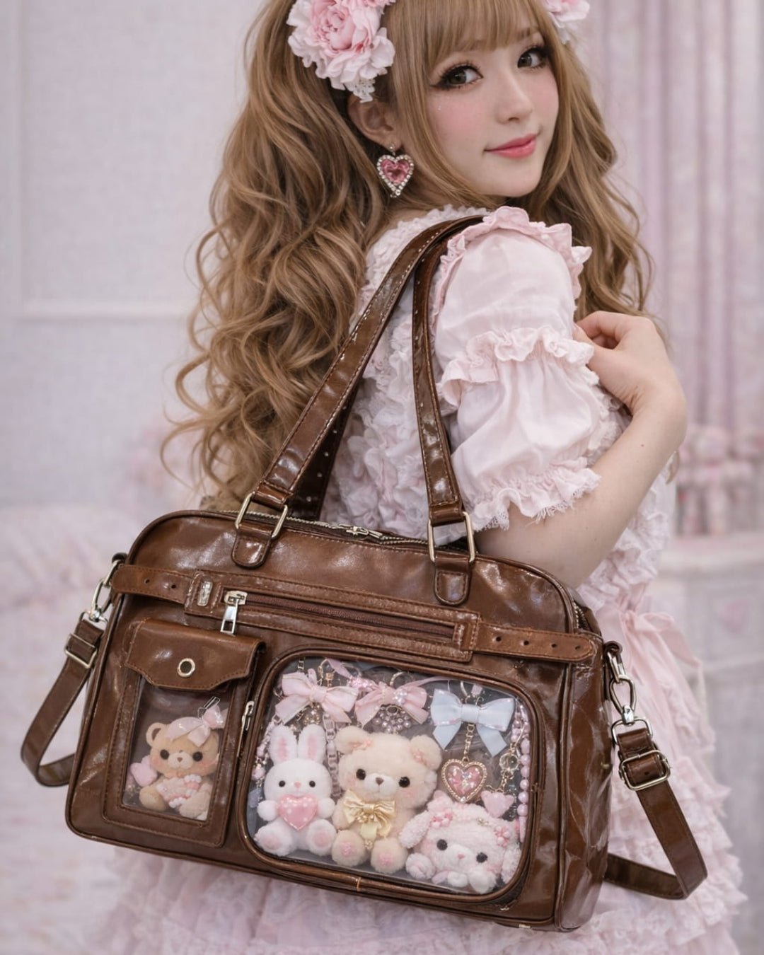 GyaruLab Vintage Clear Pocket Ita Shoulder Bag - GyaruLab