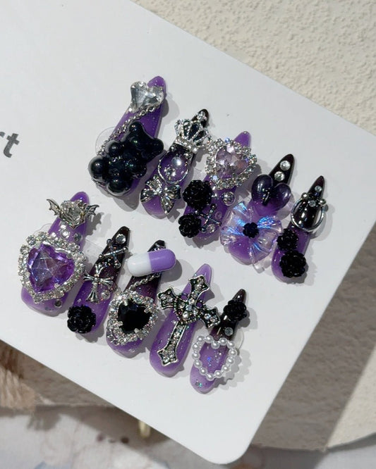 GyaruLab "Violet Venom" 3D Gothic Pill Nails - GyaruLab