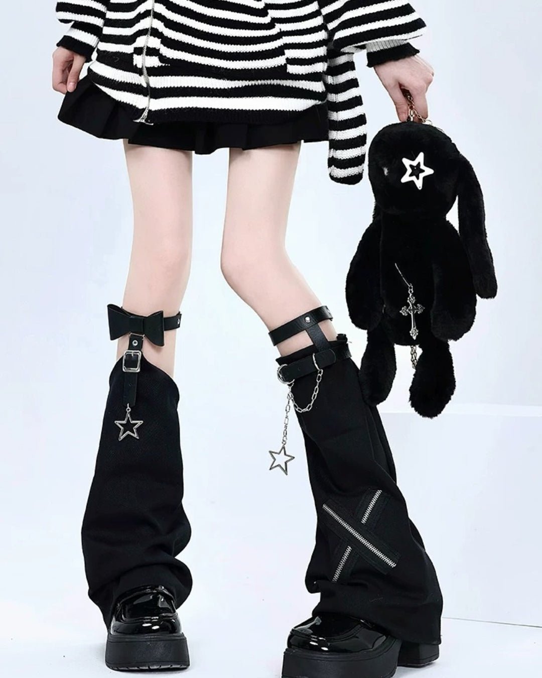 Gyarulab Y2K Bow Star Chain Leg Warmers - GyaruLab