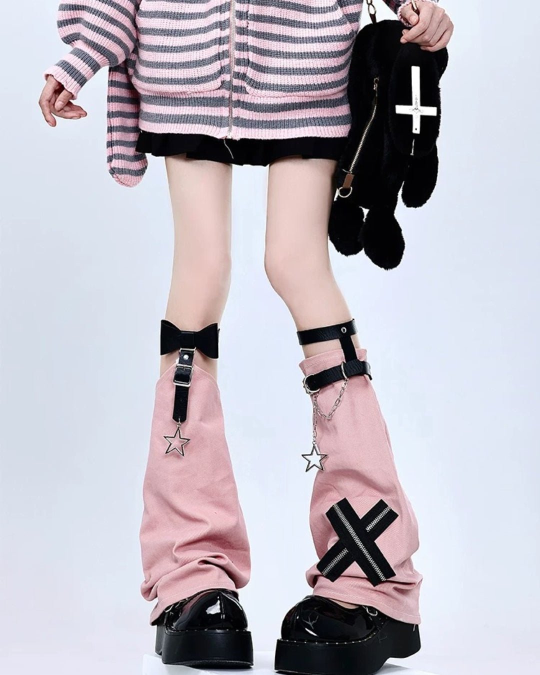 Gyarulab Y2K Bow Star Chain Leg Warmers - GyaruLab