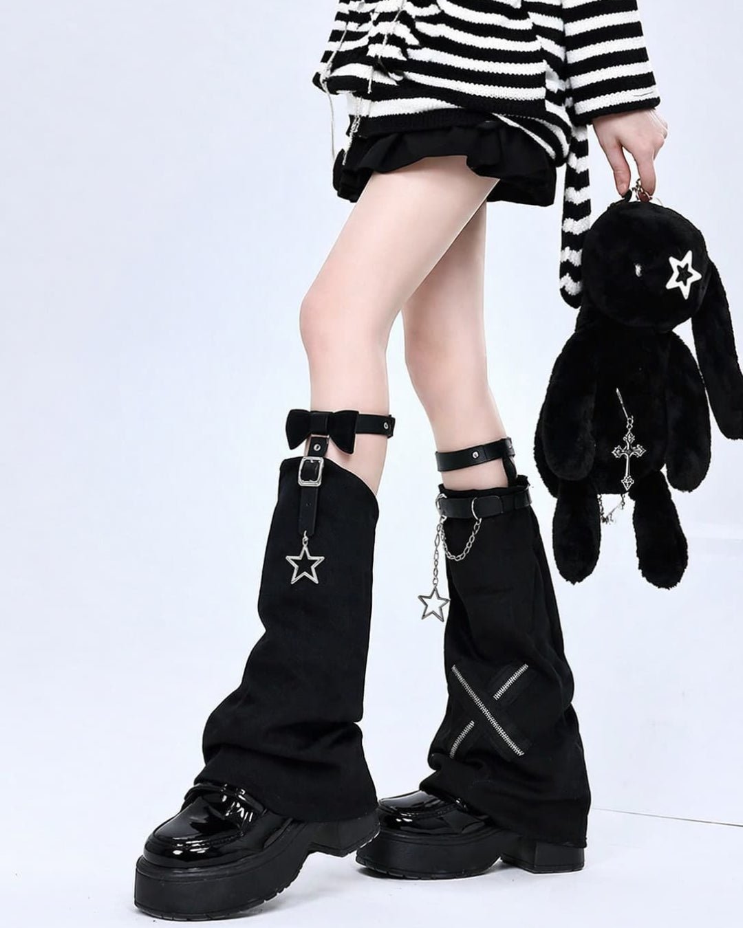 Gyarulab Y2K Bow Star Chain Leg Warmers - GyaruLab