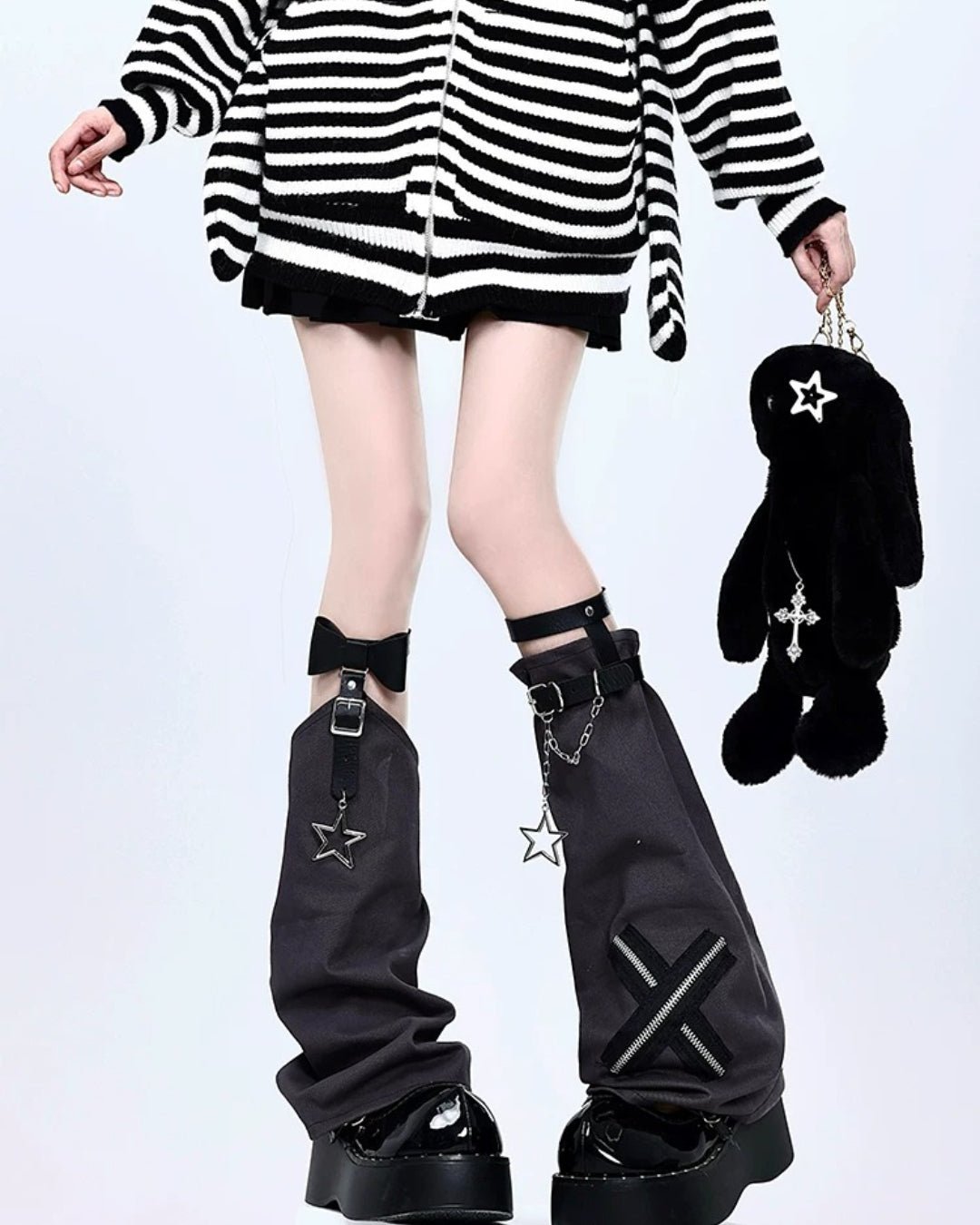 Gyarulab Y2K Bow Star Chain Leg Warmers - GyaruLab