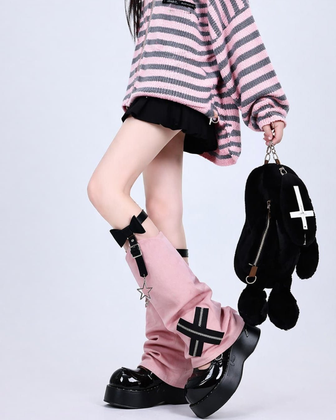 Gyarulab Y2K Bow Star Chain Leg Warmers - GyaruLab