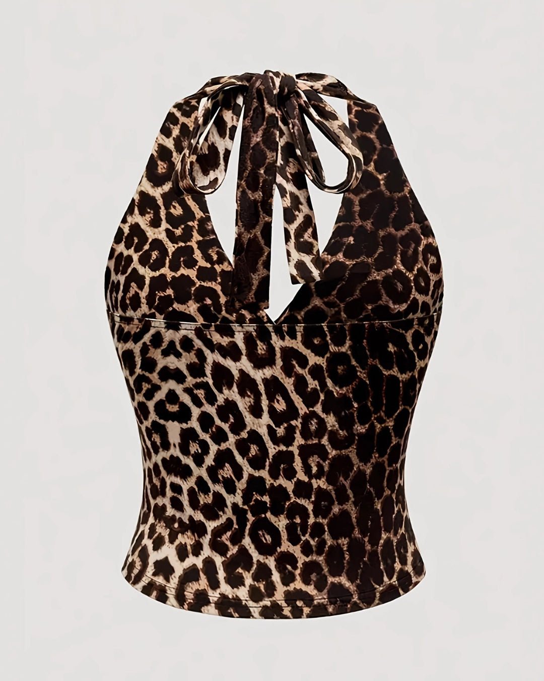 GyaruLab Y2K Leopard Star Bow Halter Crop Top - GyaruLab
