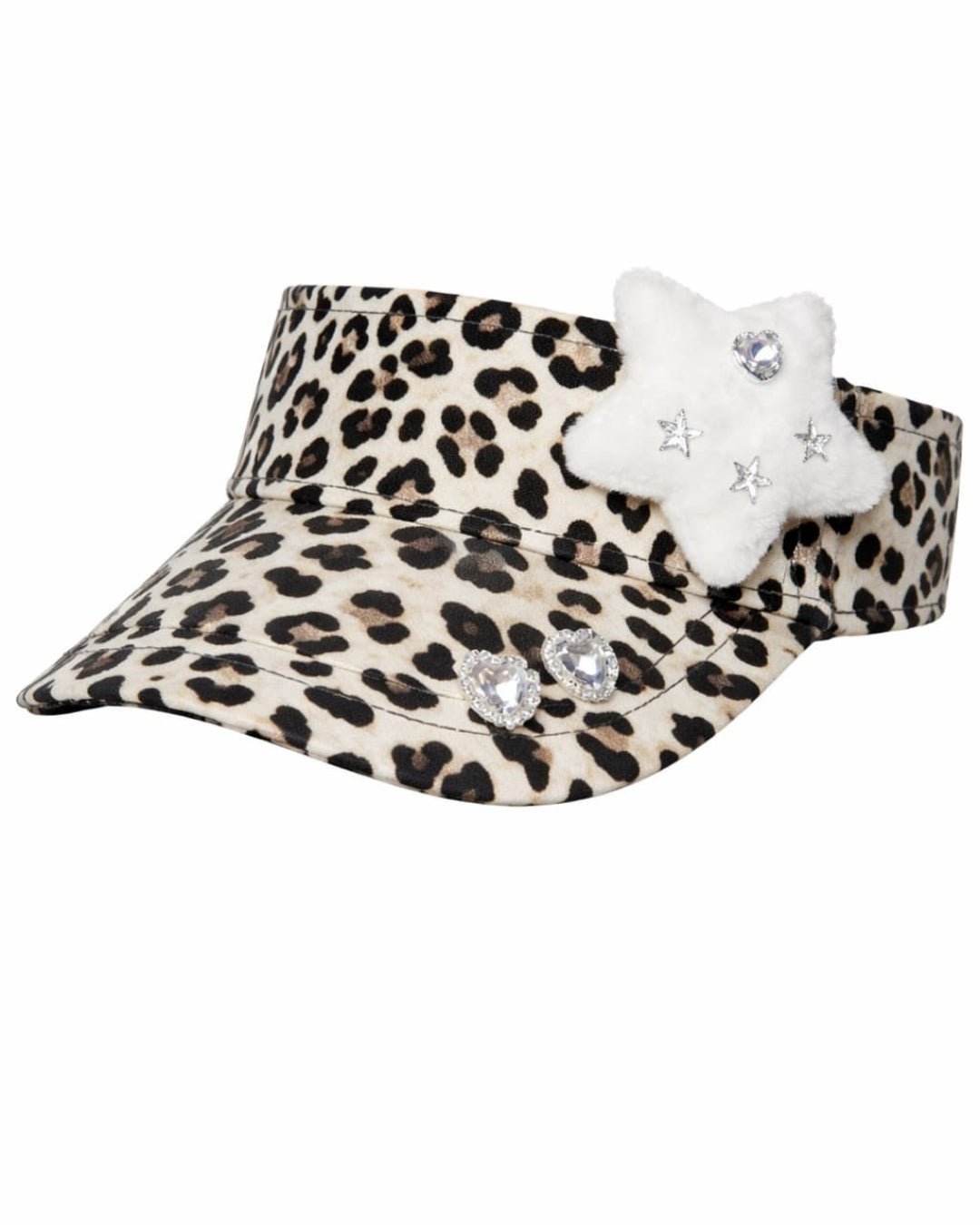 GyaruLab Y2K Leopard Star Visor with Crystal Hearts - GyaruLab