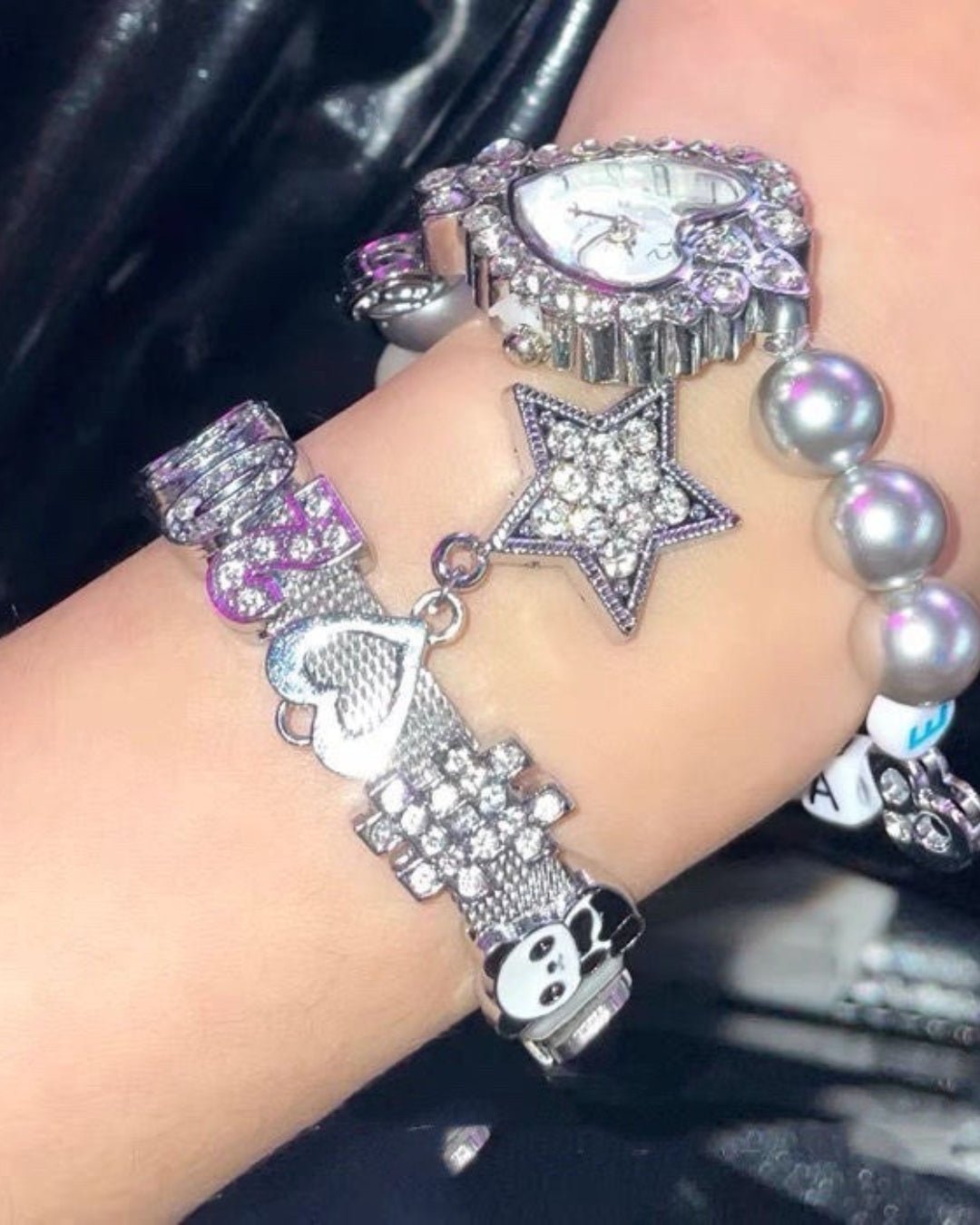 GyaruLab Y2K Rhinestone 2002 Star Charm Bracelet - GyaruLab