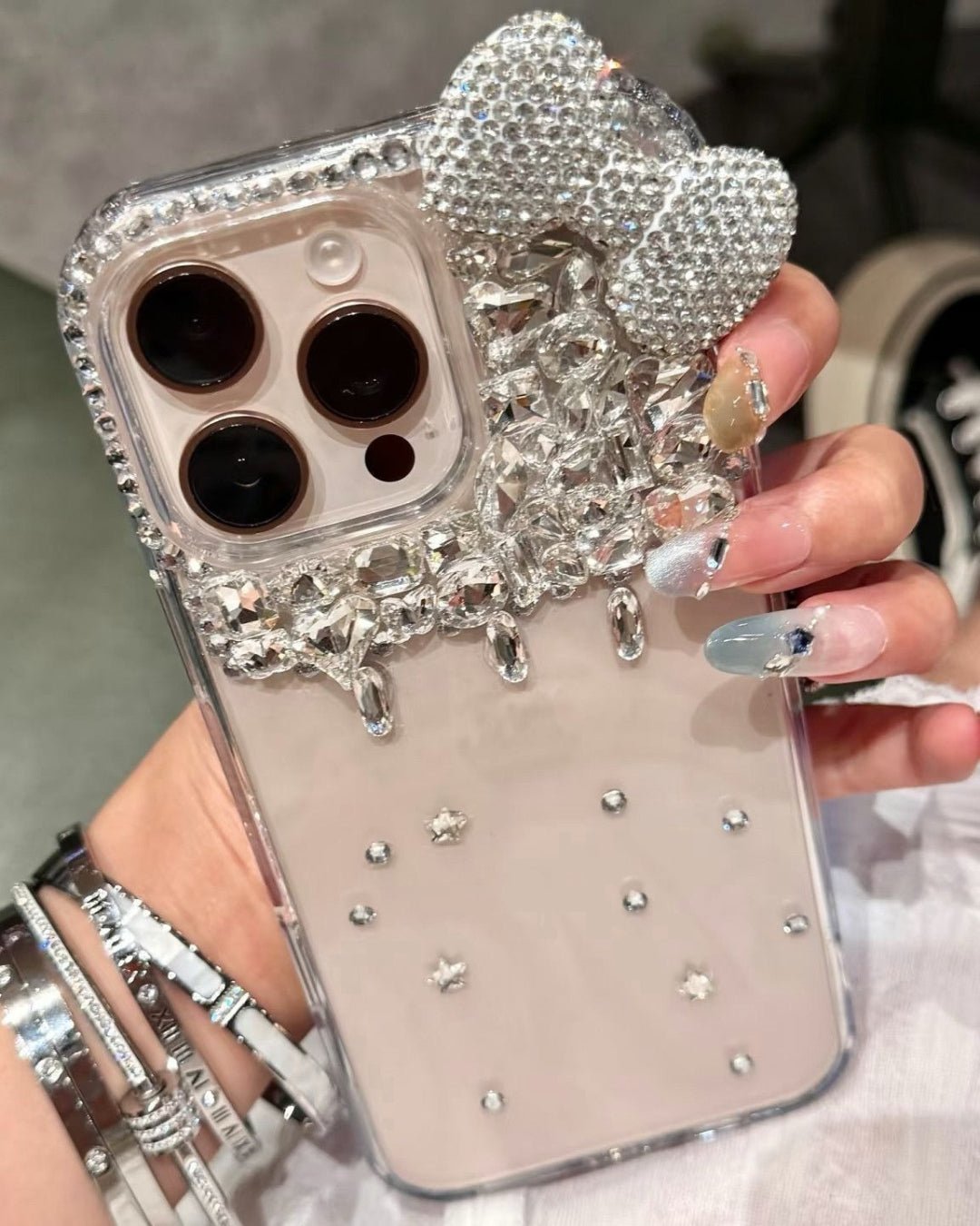 Y2K Pink Bow Rhinestone Phone Case - GyaruLab
